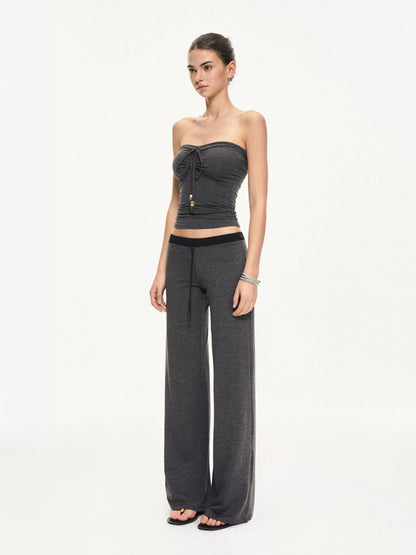 kvkv Black And Gray Striped Tube Top