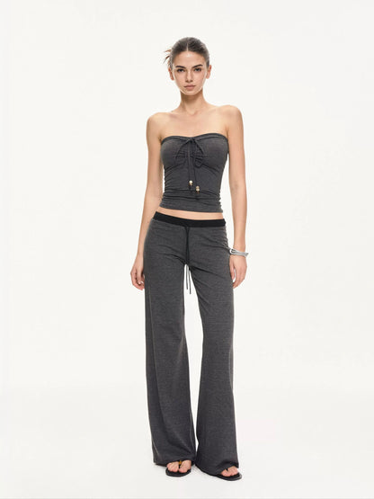 kvkv Black And Gray Striped Tube Top