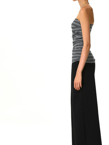 kvkv Black And White Irregular Stripe Tube Top