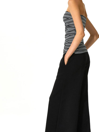 kvkv Black And White Irregular Stripe Tube Top