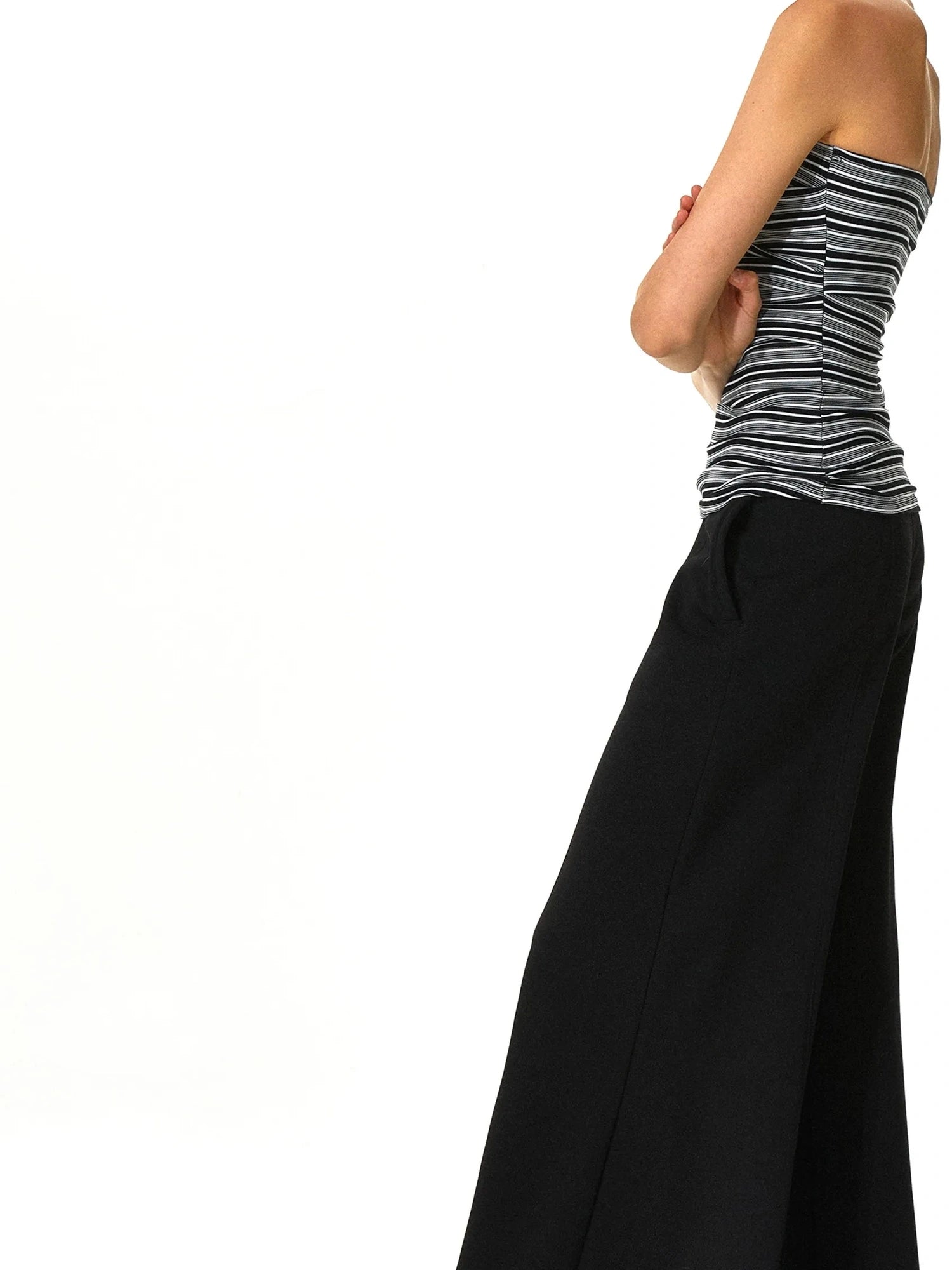 kvkv Black And White Irregular Stripe Tube Top