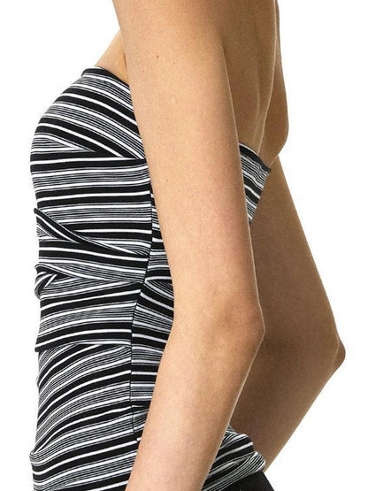 kvkv Black And White Irregular Stripe Tube Top
