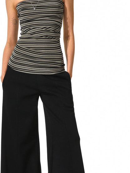 kvkv Black Apricot Stretch Stripped Bustier Top