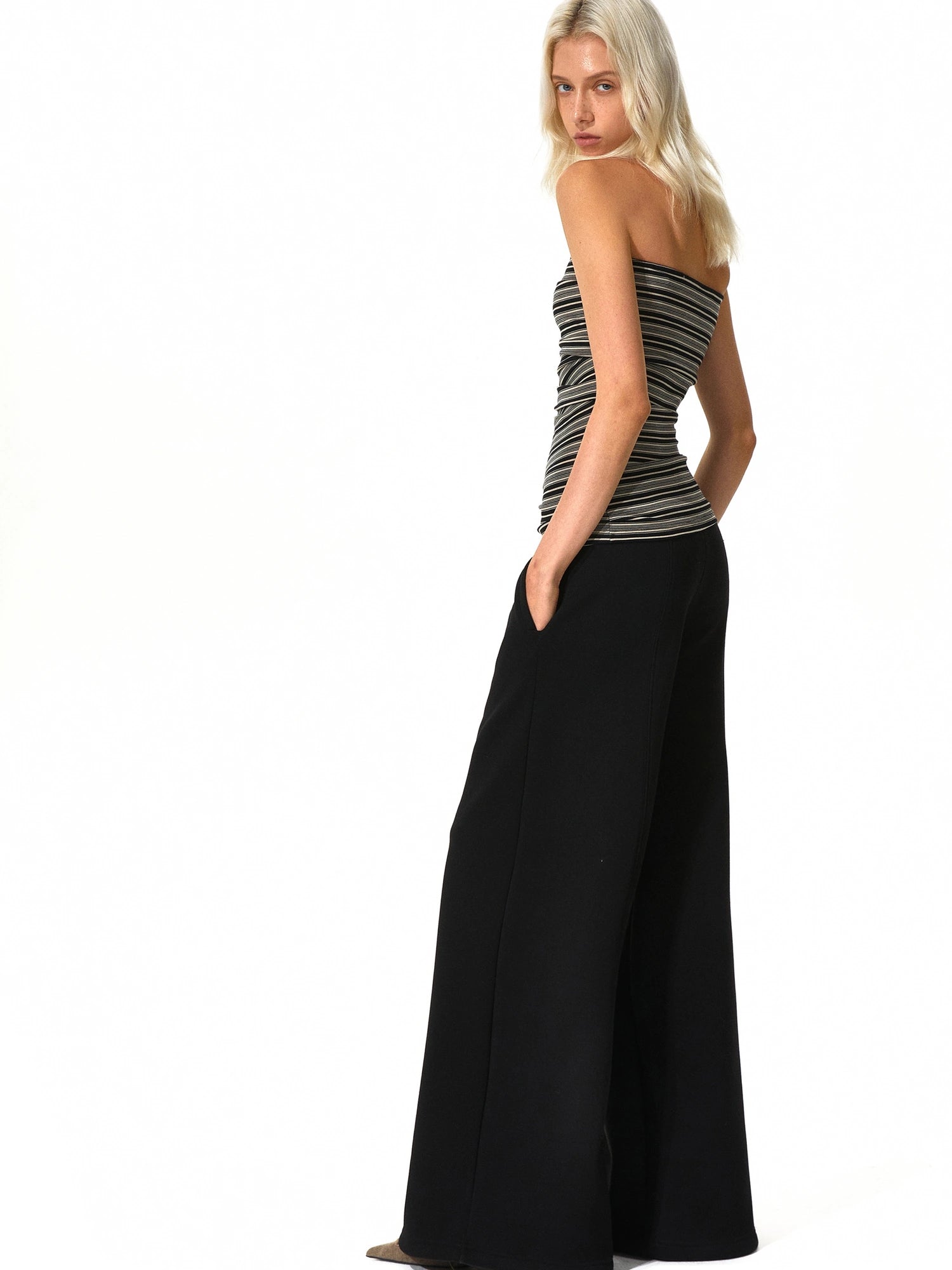 kvkv Black Apricot Stretch Stripped Bustier Top
