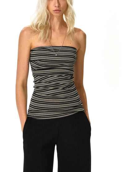 kvkv Black Apricot Stretch Stripped Bustier Top