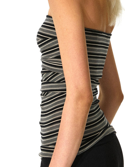 kvkv Black Apricot Stretch Stripped Bustier Top