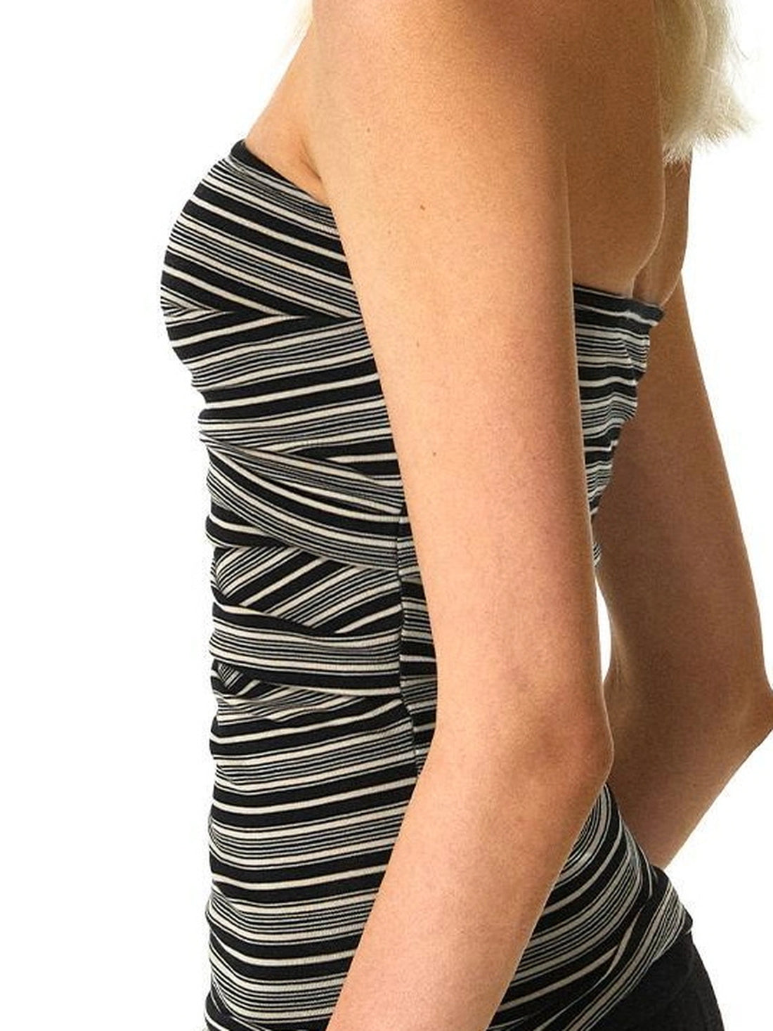 kvkv Black Apricot Stretch Stripped Bustier Top