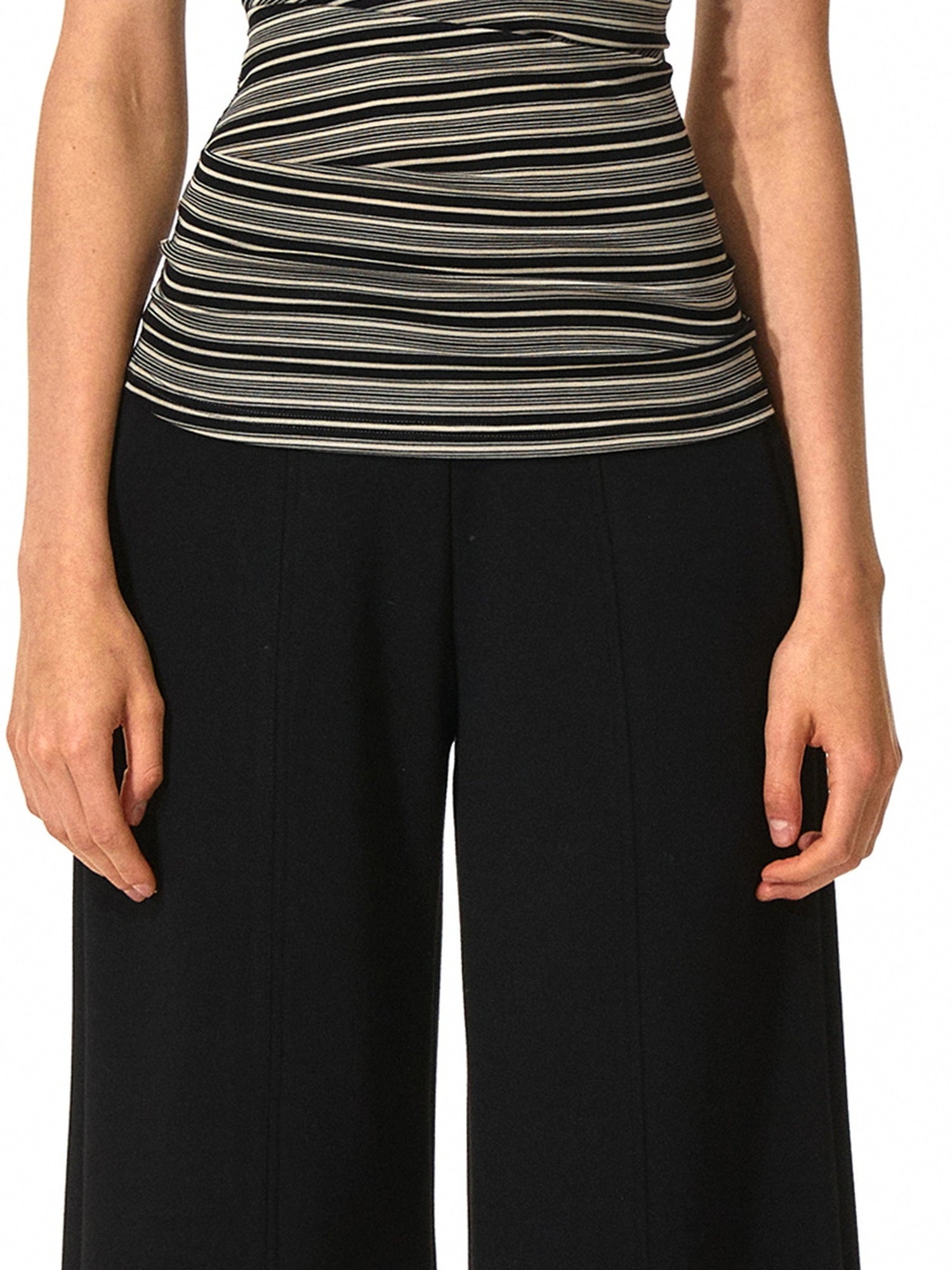 kvkv Black Apricot Stretch Stripped Bustier Top