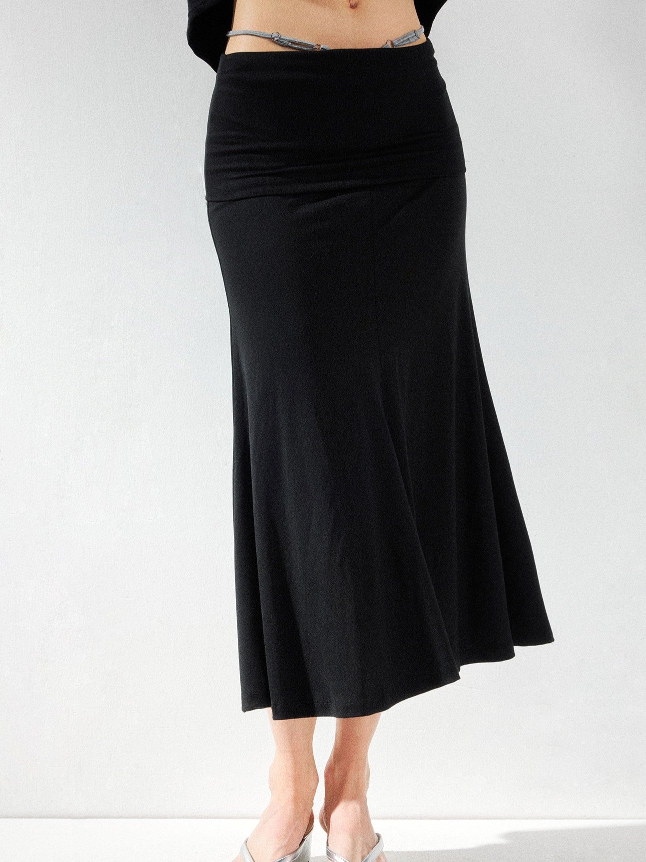 kvkv Black Convertible Foldover Mid Waist Women&