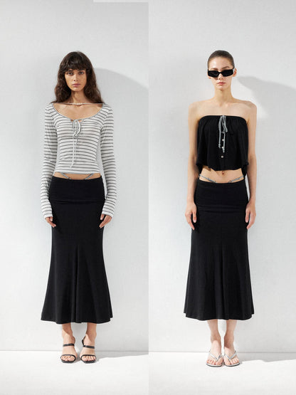 kvkv Black Convertible Foldover Mid Waist Women&