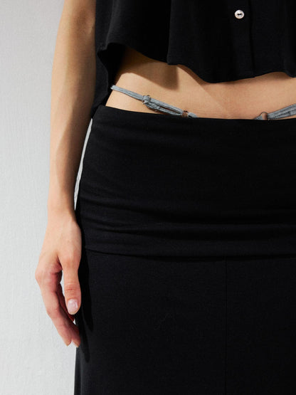 kvkv Black Convertible Foldover Mid Waist Women&