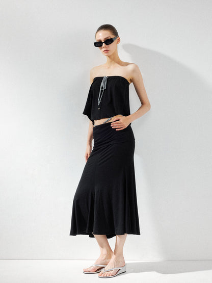 kvkv Black Convertible Foldover Mid Waist Women&