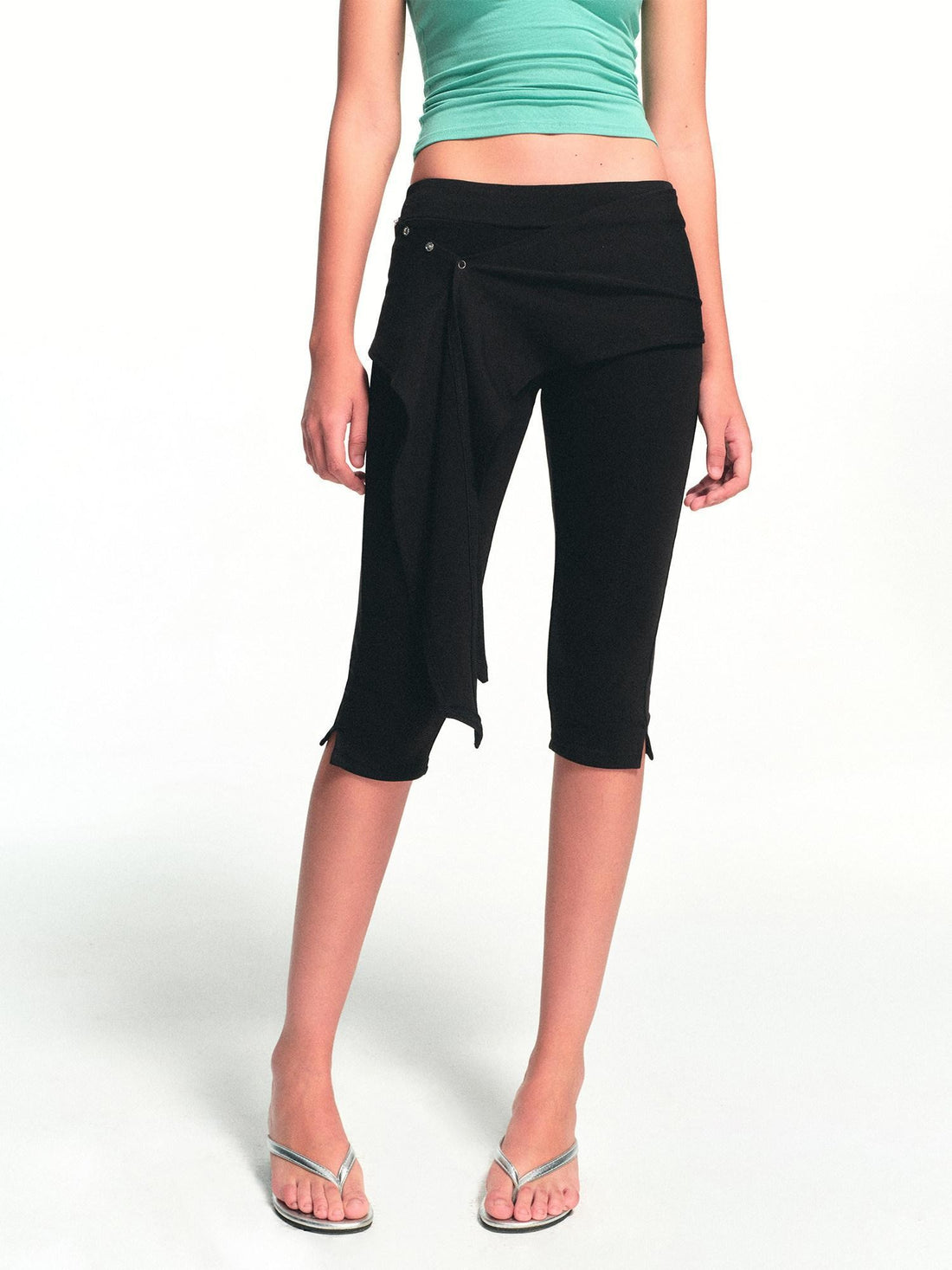 kvkv Black Detachable Hip Cover Tie Skirt Women&