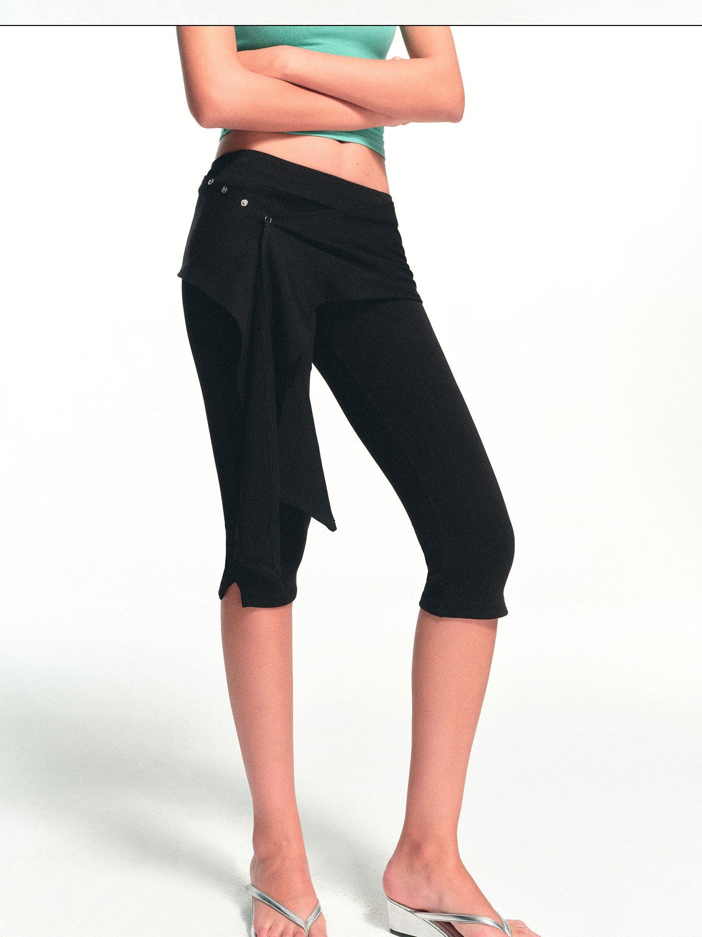 kvkv Black Detachable Hip Cover Tie Skirt Women&
