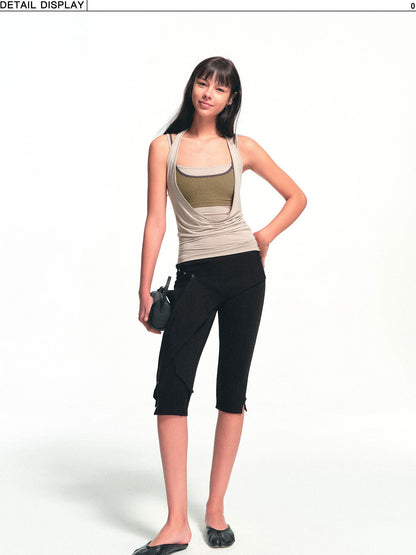 kvkv Black Detachable Hip Cover Tie Skirt Women&