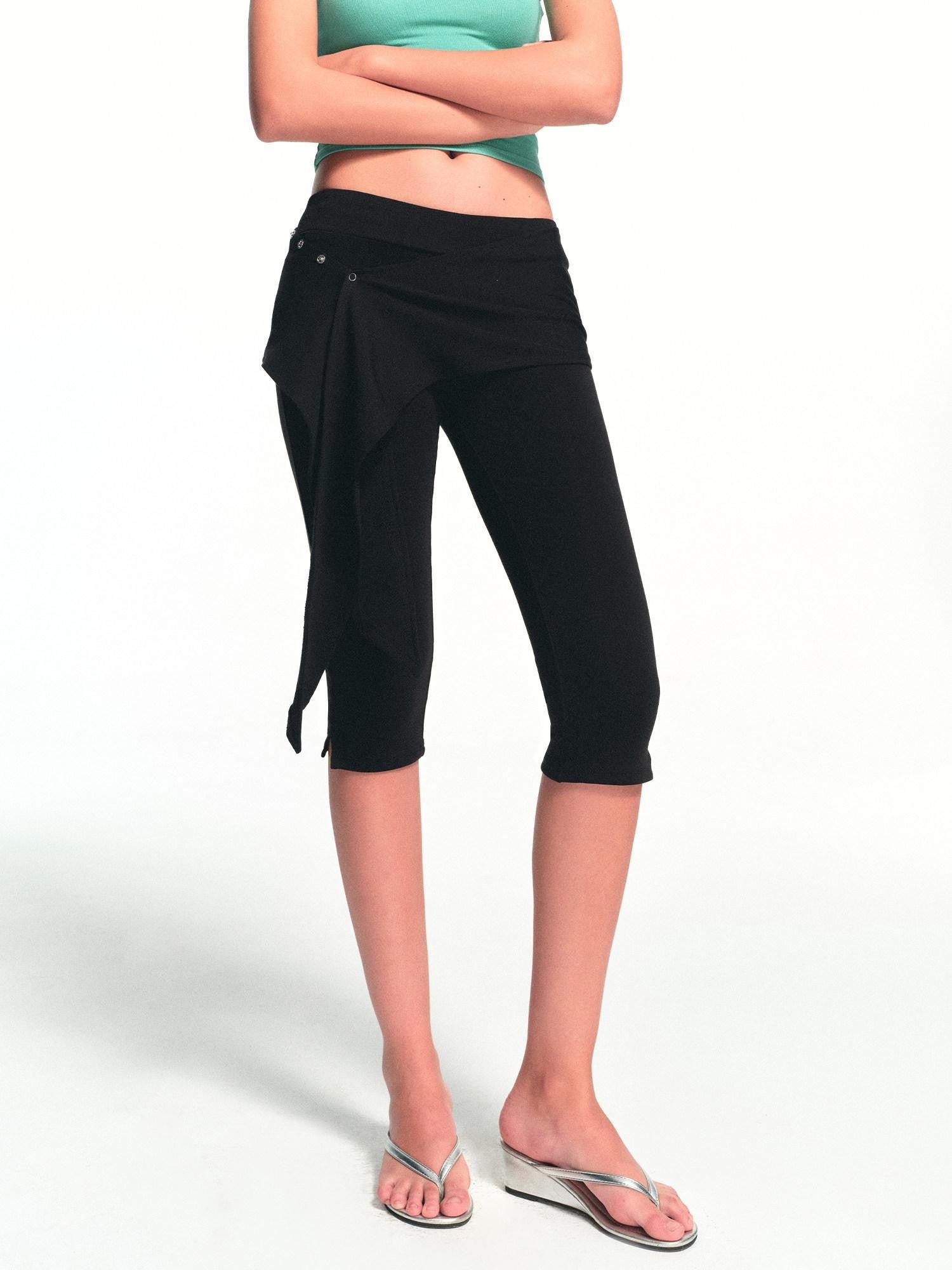 kvkv Black Detachable Hip Cover Tie Skirt Women&