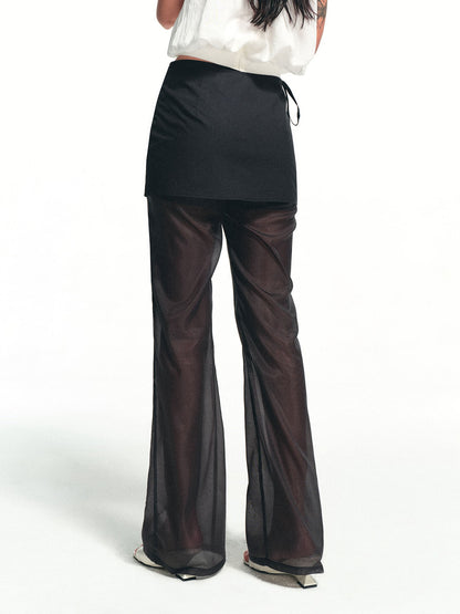 kvkv Black Detachable Tie Skirt Panel Sheer Women&