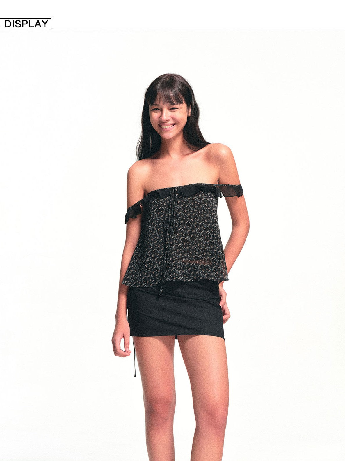 kvkv Black Detachable Tie Skirt Panel Sheer Women&