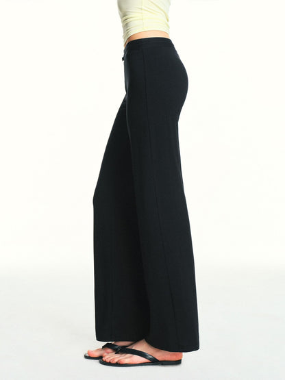 kvkv Black Drawstring Mid Low Rise Detachable Stirrup Drapey Women&