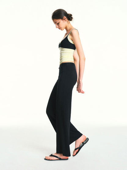 kvkv Black Drawstring Mid Low Rise Detachable Stirrup Drapey Women&