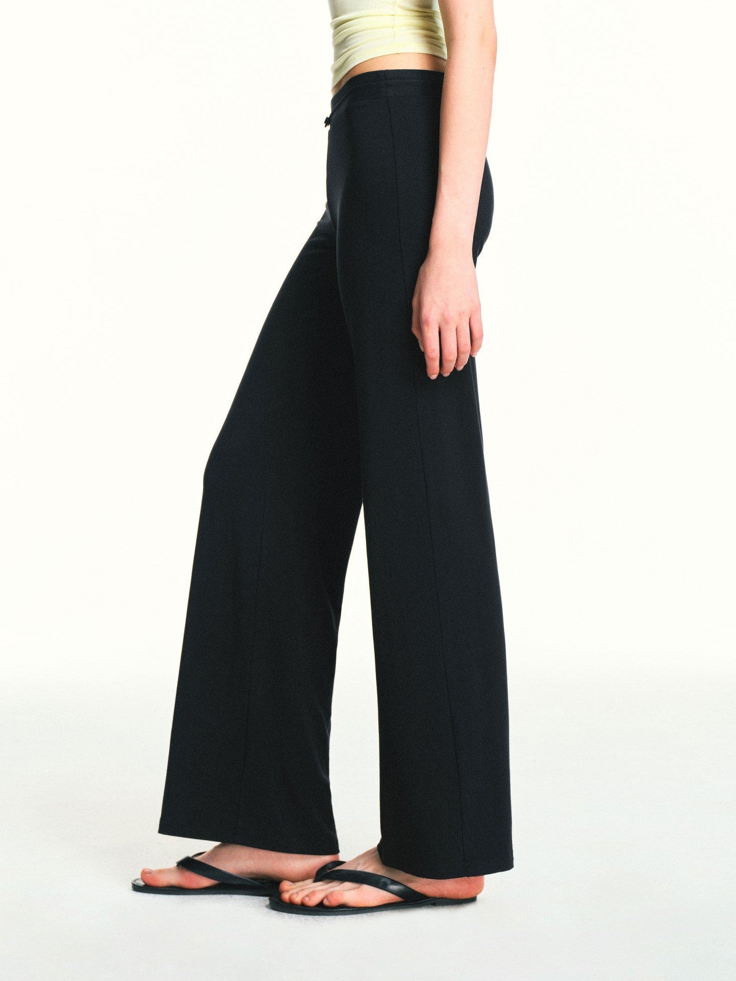 kvkv Black Drawstring Mid Low Rise Detachable Stirrup Drapey Women&