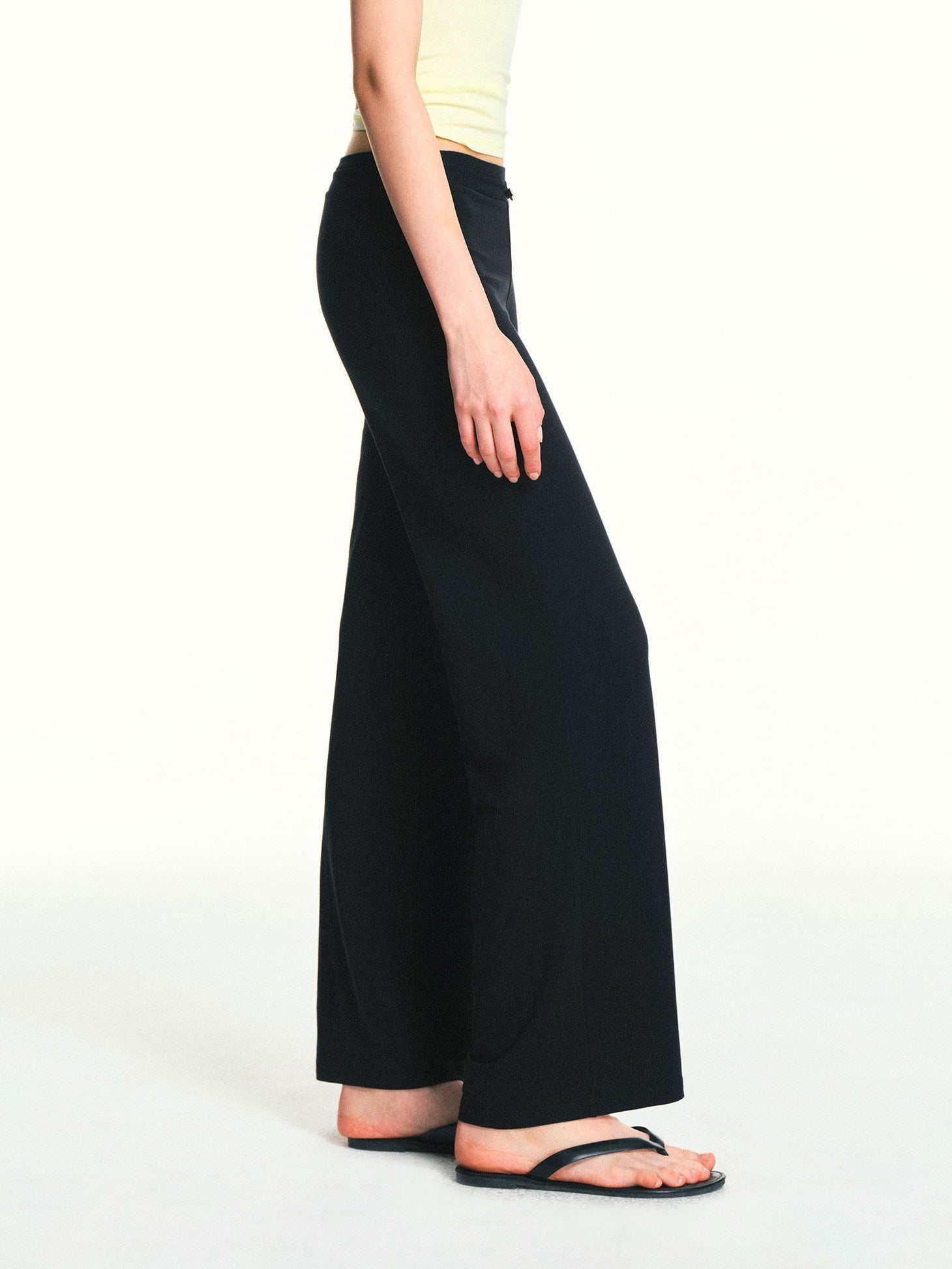 kvkv Black Drawstring Mid Low Rise Detachable Stirrup Drapey Women&