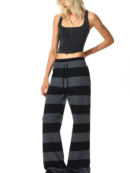 kvkv Black Gray Modal Drawstring Waistband Sweatpants