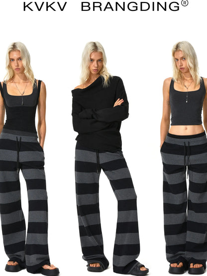 kvkv Black Gray Modal Drawstring Waistband Sweatpants