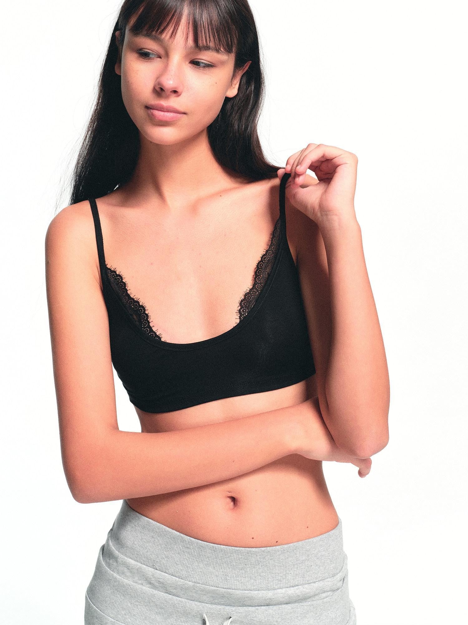 kvkv Black Lace Splice U Collar Women&