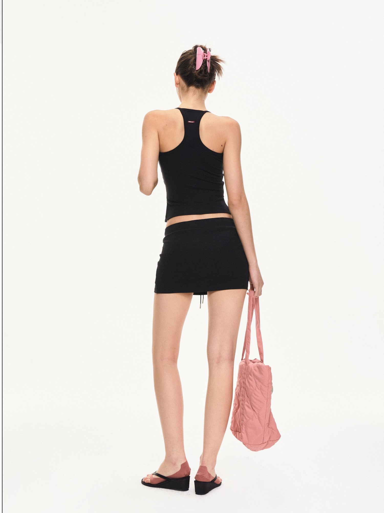 kvkv Black Low Waist Drawstring Slim Fit Women&