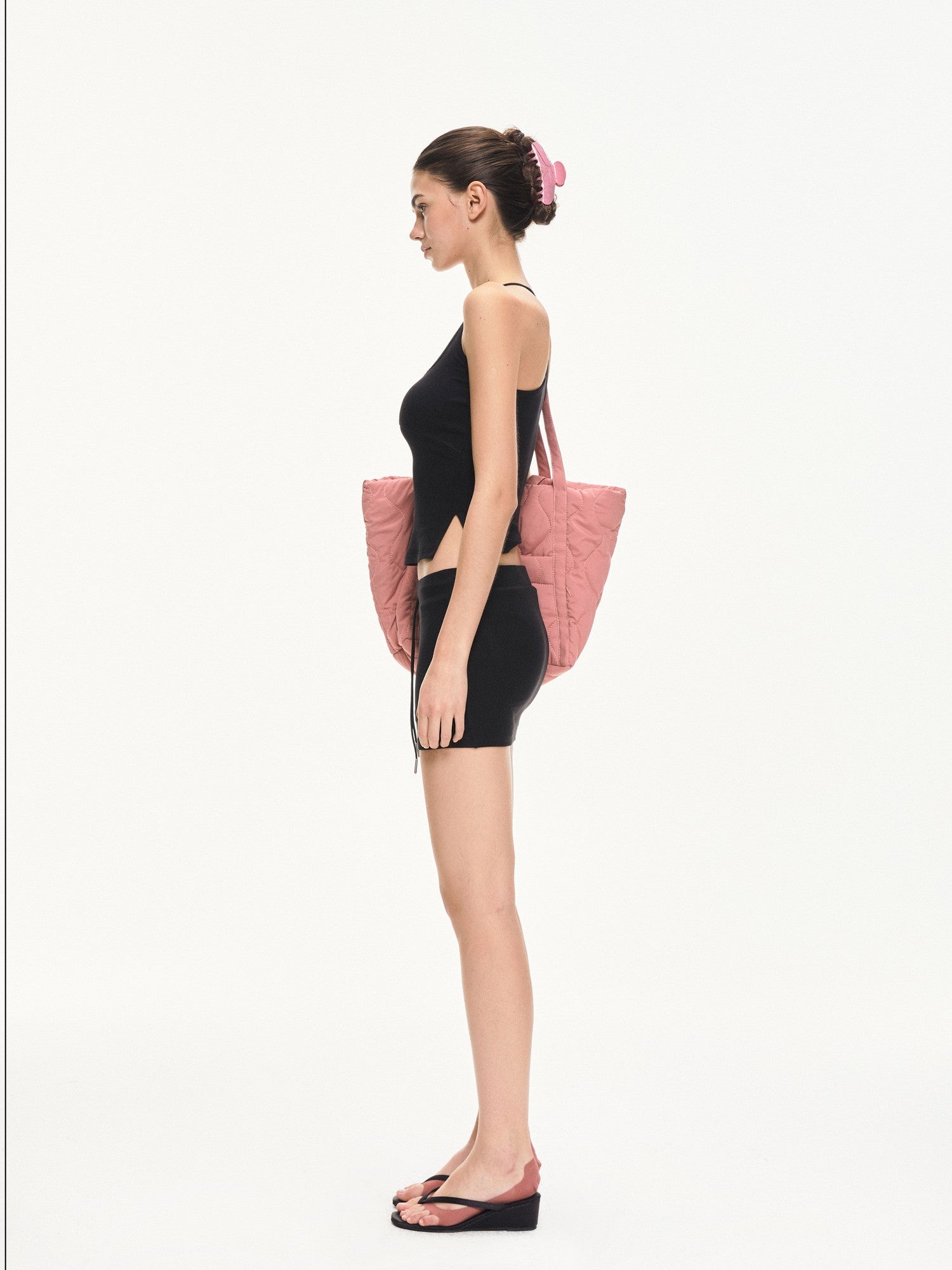 kvkv Black Low Waist Drawstring Slim Fit Women&
