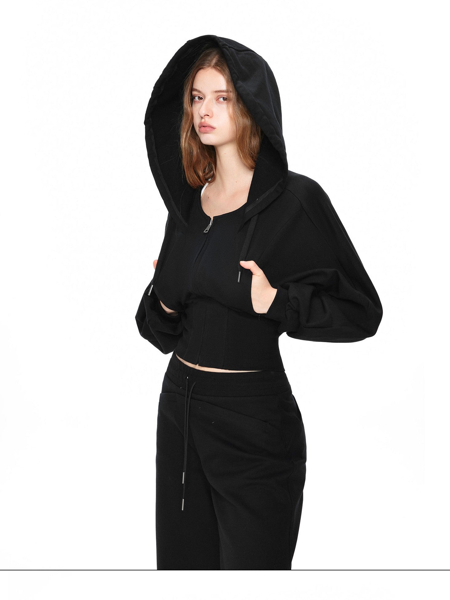 kvkv Black Oversized Foldover Collar Cinched Waist Women&