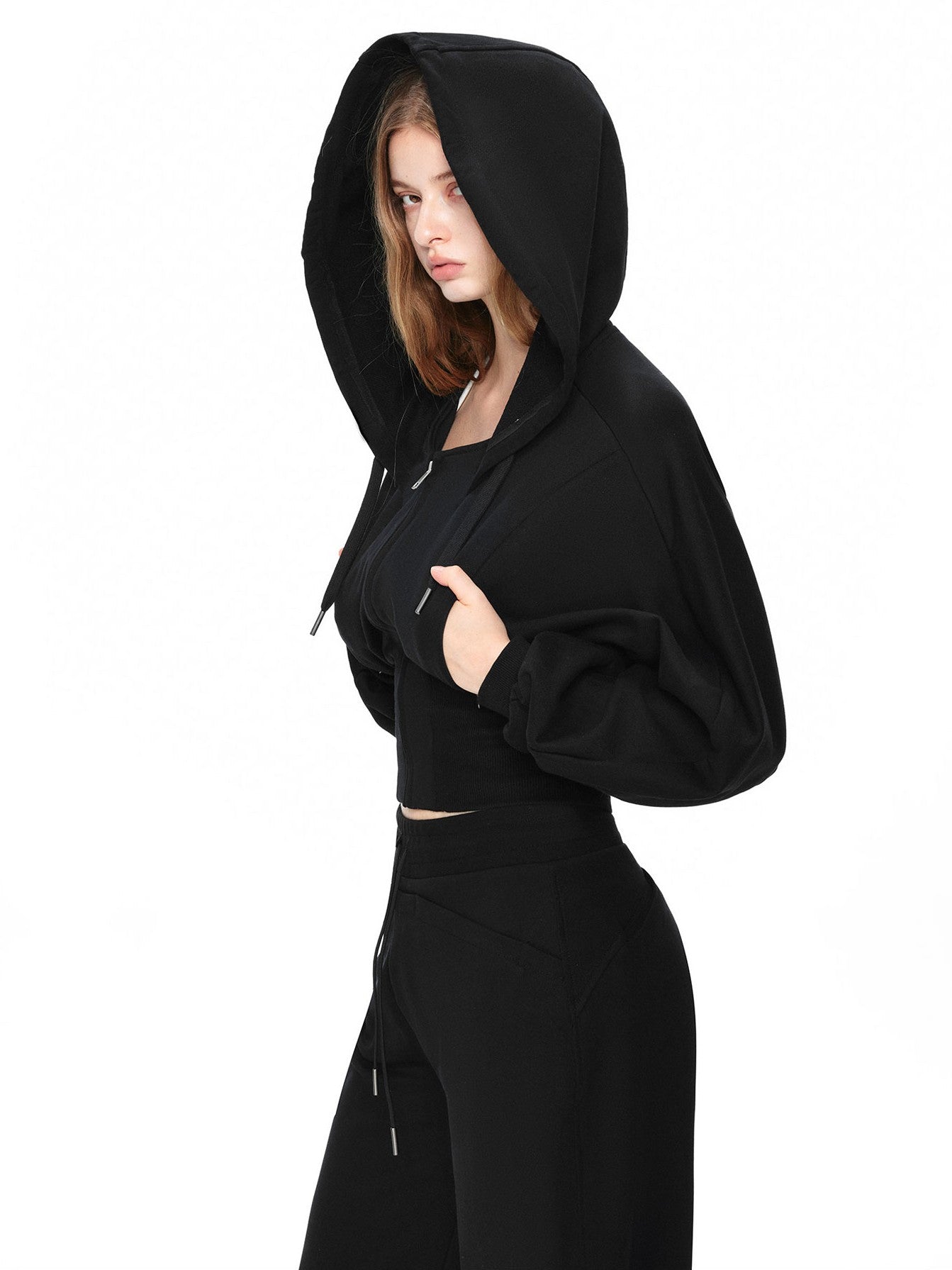 kvkv Black Oversized Foldover Collar Cinched Waist Women&
