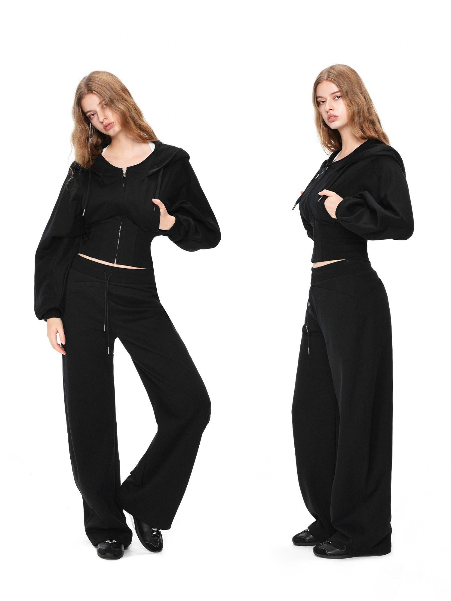 kvkv Black Oversized Foldover Collar Cinched Waist Women&
