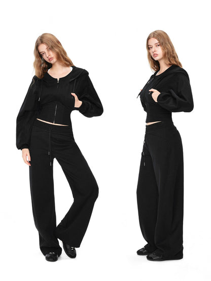 kvkv Black Oversized Foldover Collar Cinched Waist Women&