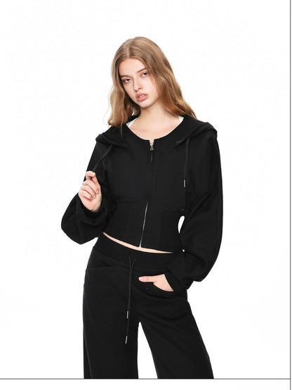 kvkv Black Oversized Foldover Collar Cinched Waist Women&
