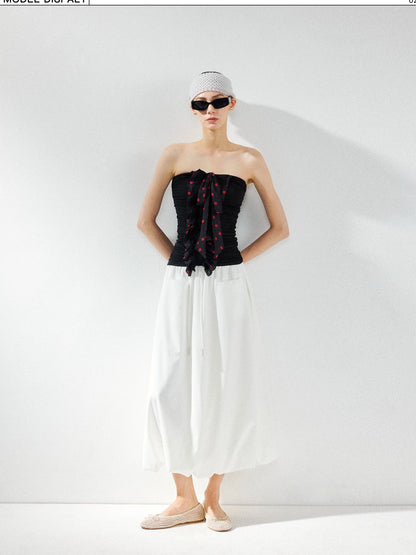 kvkv Black Polka Dot Mesh Pleated Bustier