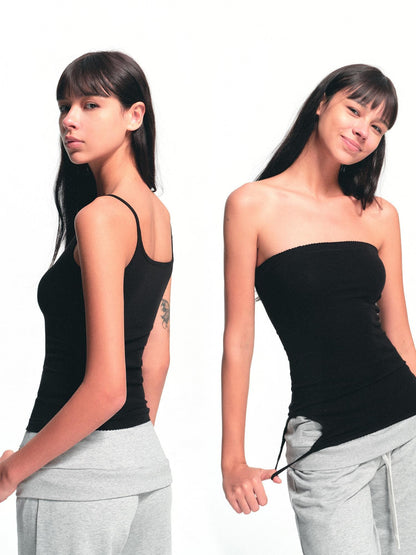 kvkv Black Scalloped Lace Trim Multiway Slim Fit Women&