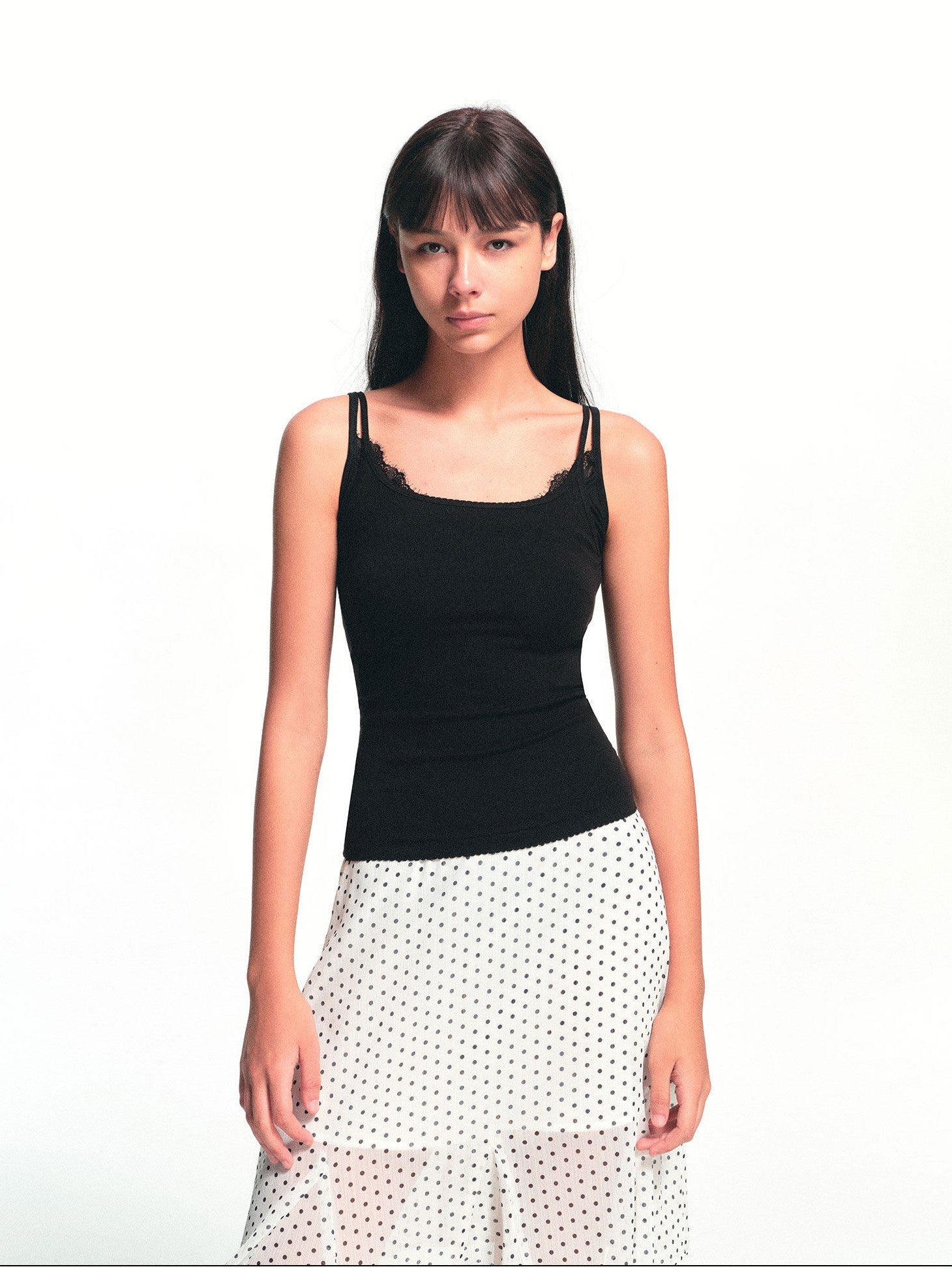 kvkv Black Scalloped Lace Trim Multiway Slim Fit Women&