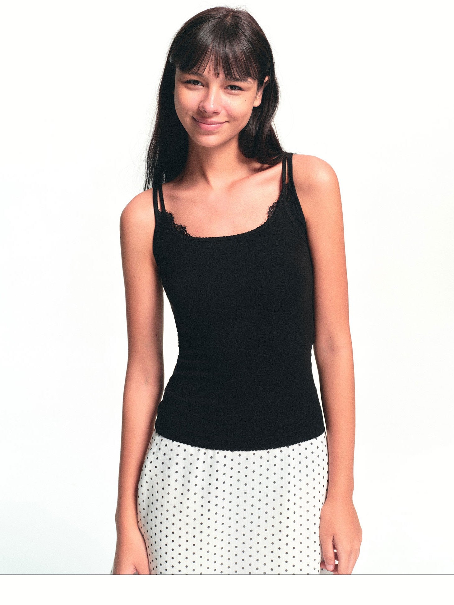 kvkv Black Scalloped Lace Trim Multiway Slim Fit Women&