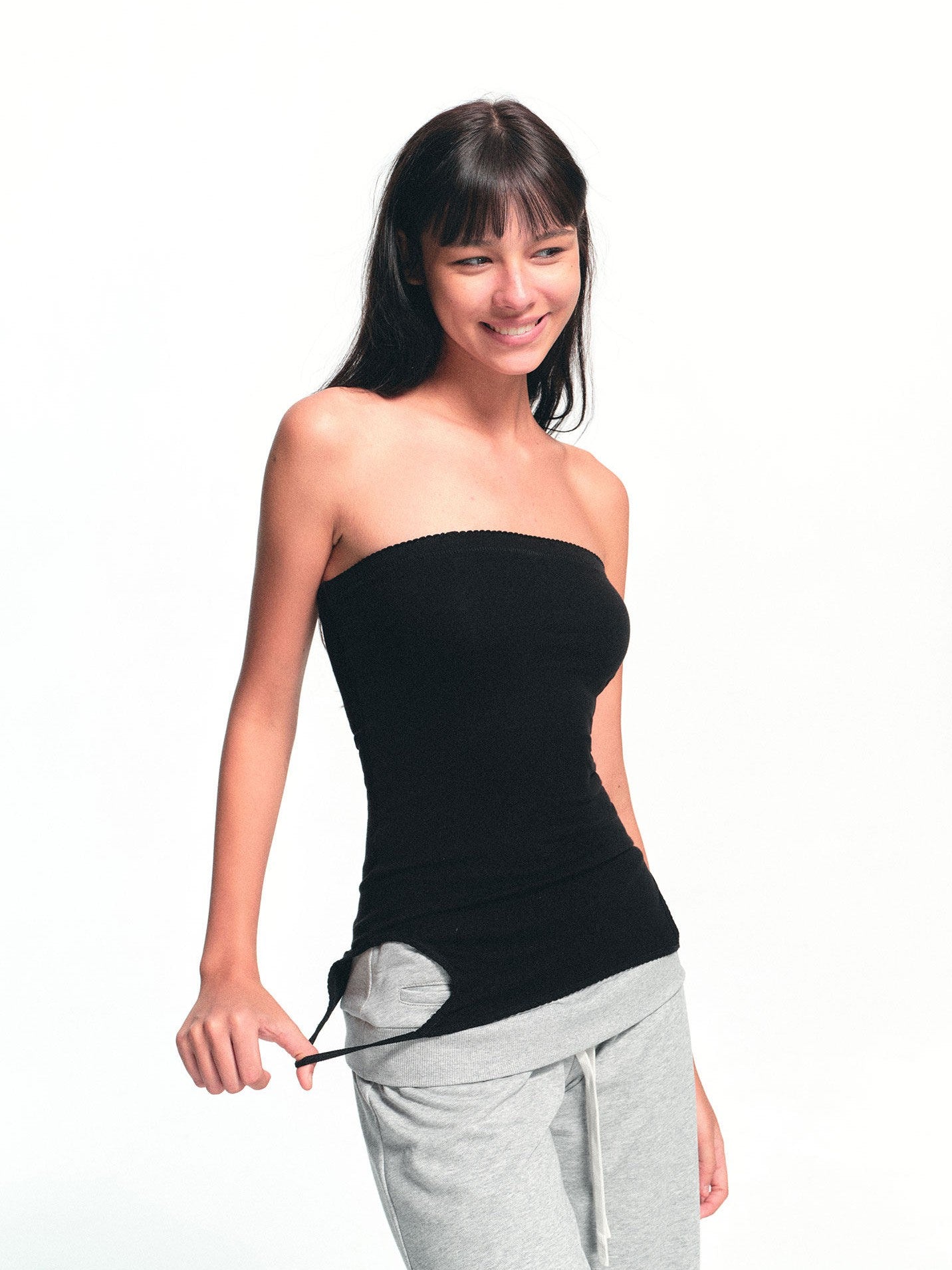 kvkv Black Scalloped Lace Trim Multiway Slim Fit Women&