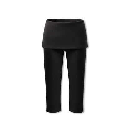 kvkv_Black_Side_Slit_Foldover_Waist_Fitted_Capri_Women&