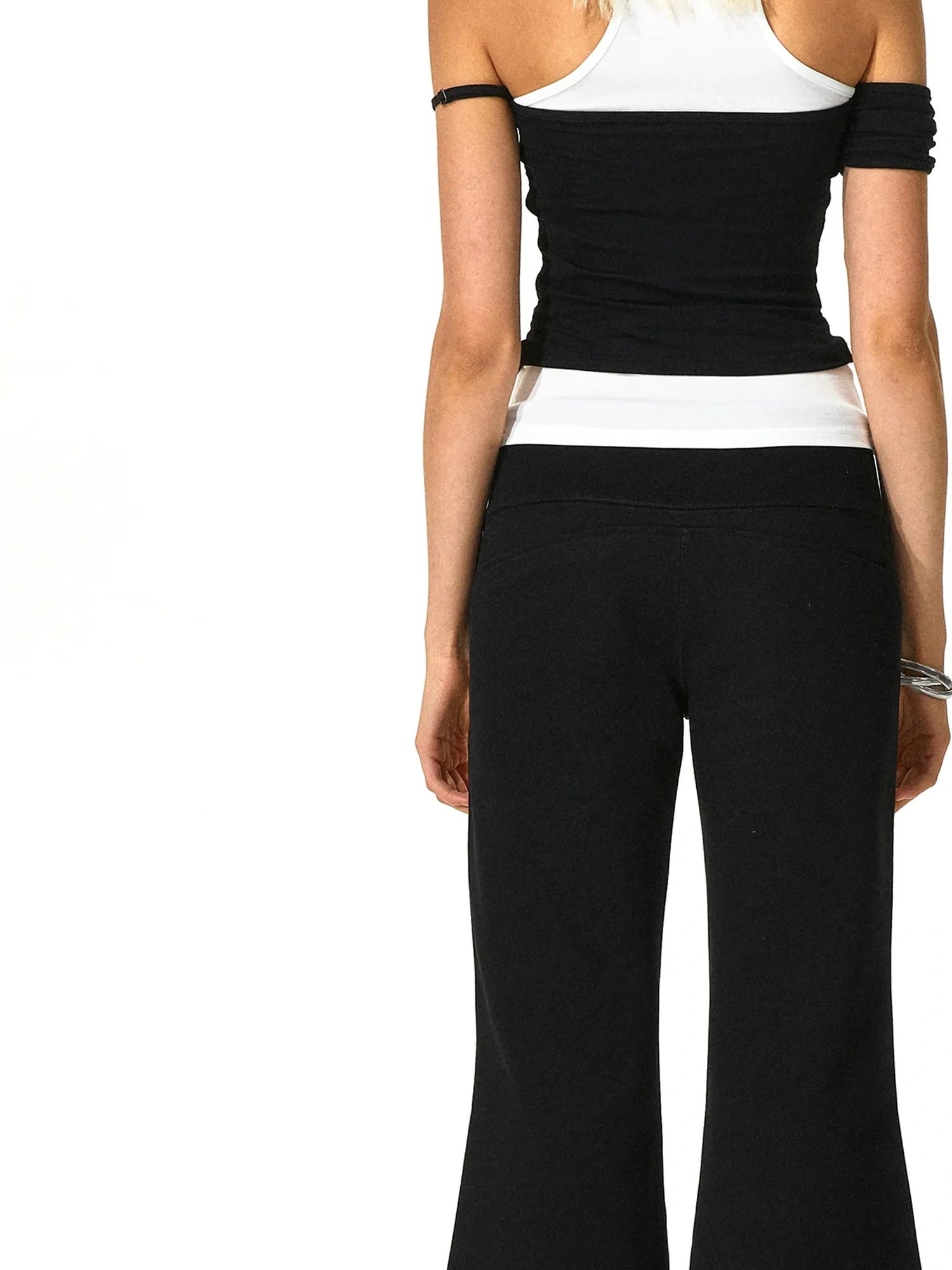 kvkv Black White Asymmetrical Sleeve Vest