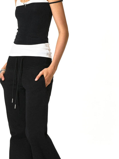 kvkv Black White Asymmetrical Sleeve Vest