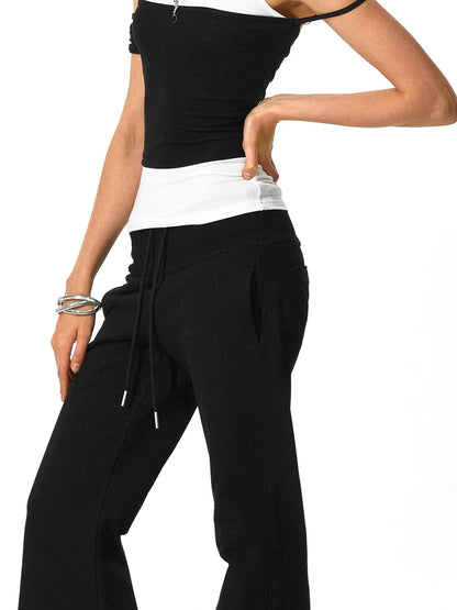 kvkv Black White Asymmetrical Sleeve Vest