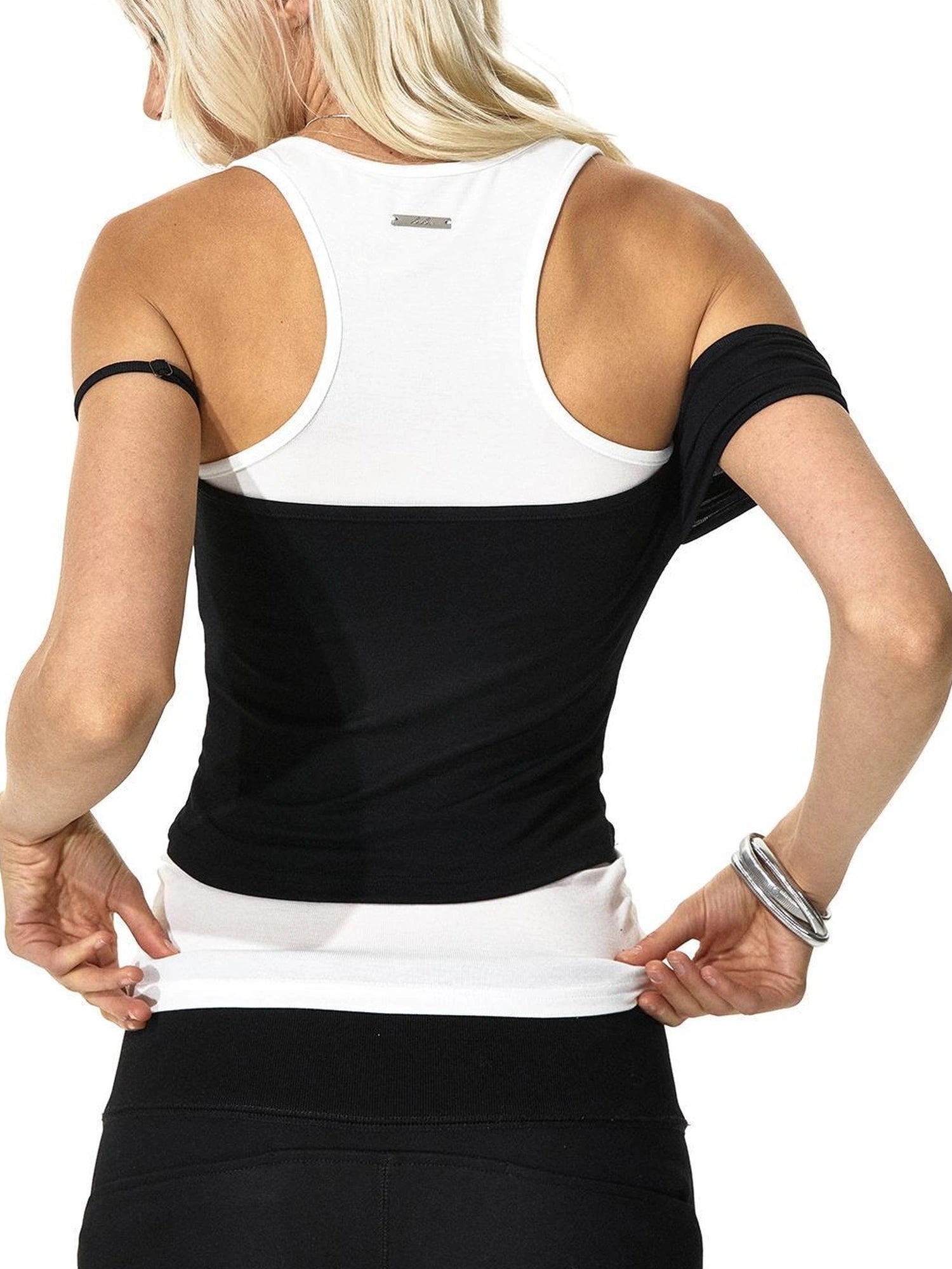 kvkv Black White Asymmetrical Sleeve Vest