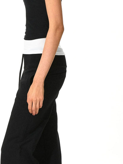 kvkv Black White Asymmetrical Sleeve Vest