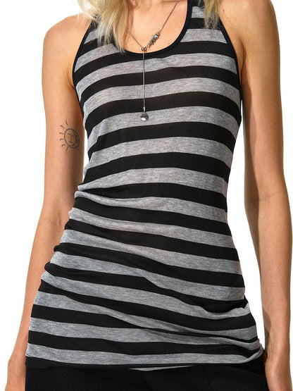 kvkv Black &amp; Gray Striped Adjustable Halter Top