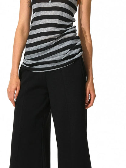 kvkv Black &amp; Gray Striped Adjustable Halter Top