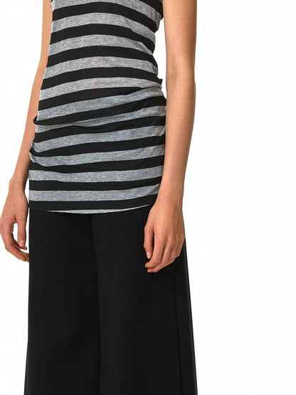 kvkv Black &amp; Gray Striped Adjustable Halter Top